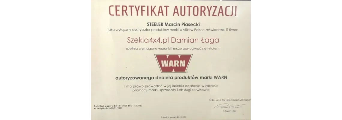 Autoryzacja WARN SKLEP i SERWIS WARN
